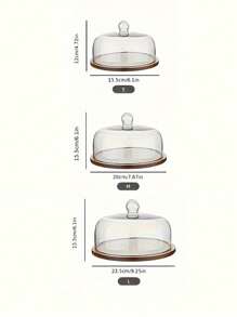 1 件装相思木蛋糕架，带透明玻璃圆顶盖，多功能蛋糕架、餐盘、蔬菜架、零食水果展示架，适用于家庭生日派对婚礼、桌面装饰圣诞礼物
