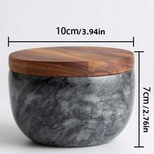 1pc Marble Storage Jar With Acacia Wood Lid Seasoning Box, Light Luxury Style Gift Jar, Suitable For Housewarming & Family Gifts - Multicolor - View 7