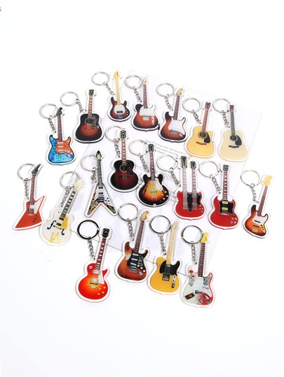 1pc Acrylic Guitar Keychain, Backpack Decoration, SRV Double-Necked Electric Guitar & GIBSON Model Keychain, Great Gift For New Year Party, Valentine's Day