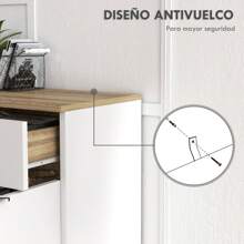HOMCOM Aparador de Salón Moderno Aparador de Cocina con 1 Cajón 2 Puertas de Cierre Suave y Estantes Ajustables para Comedor Pasillo Dormitorio 95x35x85 cm Blanco y Natural