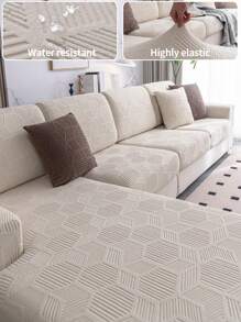 1個防水和彈性全季通用沙發坐墊套,現代風格防滑沙發套,客廳沙發保護套,適用於l型沙發和1 2 3 4位沙發 - 米白 - 查看 1