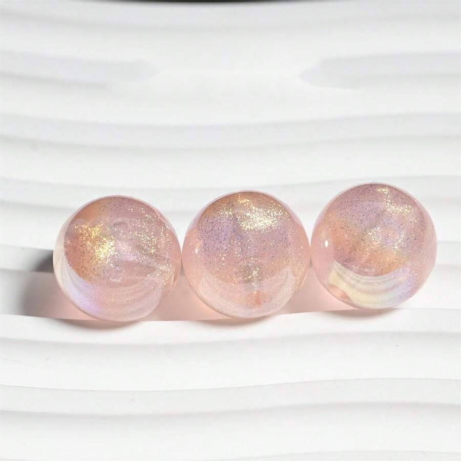 20入組1.6cm、1cm、0.8cm鍍金圓珠,直通孔,適用於diy珠寶裝飾 - 粉色 - 查看 1