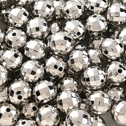 4Amazonia 20/30/50/100pcs Vintage Disco Ball Beads Cute Silvery Reflactive Mirror Round Beads For DIY Bracelet Necklace Earrings Making