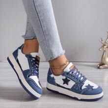New Artistic National Style Starry Sneakers Fashionable Casual Sports Shoes For Women - Blue - View 8