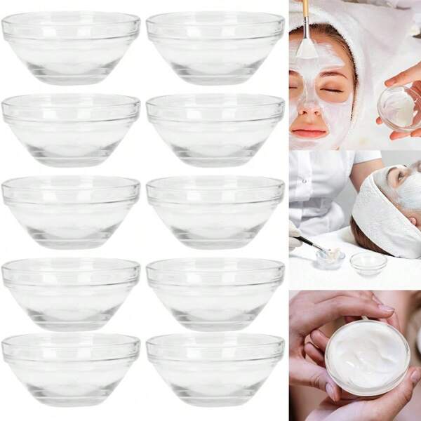 10 Peças Tigela De Óleo Essencial Para Máscara Facial De Acrílico, Ferramentas De Cuidado Da Pele De Maquiagem Facial, Tigela De Mistura De Beleza Diy, Aplicador De Salão