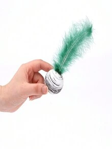 3 Piezas Pelota Para Gato Con Rayas Aleatorias De Eva Y Cascabel, Juguete Interactivo Para Gatos Con Pluma De Estrella - Multicolor - Ver 5