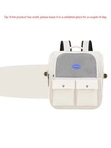 1pc Transparent Pet Carrier Backpack With Large Capacity For Cats, Dual Shoulder Straps - White - View 9