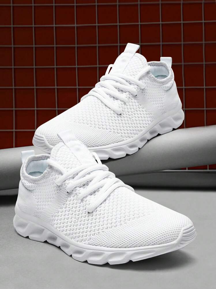 Fashion Sneakers Mens Running Shoes Casual Walking Shoes Athletic Sport Lightweight Breathable Mesh Comfortable Sole - 白色 - 查看 1