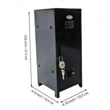 Mini Locker With Lock & Keys, Metal Small Locker For Desktop Lockbox, Doll Clothes Storage Organizer, Money Safe And Cash Lock Box - Black - Black - View 5