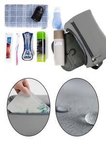 Travel Toiletry Cosmetic Bags For Men Women Portable Hanging Toiletry Bag 26 Initial Letter A To Z Large-Capacity Makeup Organizer Waterproof Cosmetic Bag For Bathroom For Travel Storage Bag For Home, Gift, Vacation And Festival Halloween Christmas Multifunctional Use, Boho Vibes, For Holiday Beach, Bathroom Collection, Bedroom Collection, Large Capacity - Grey - View 6