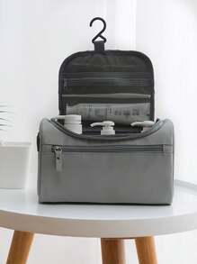 Travel Toiletry Cosmetic Bags For Men Women Portable Hanging Toiletry Bag 26 Initial Letter A To Z Large-Capacity Makeup Organizer Waterproof Cosmetic Bag For Bathroom For Travel Storage Bag For Home, Gift, Vacation And Festival Halloween Christmas Multifunctional Use, Boho Vibes, For Holiday Beach, Bathroom Collection, Bedroom Collection, Large Capacity - Grey - View 5