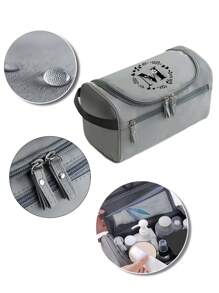 Travel Toiletry Cosmetic Bags For Men Women Portable Hanging Toiletry Bag 26 Initial Letter A To Z Large-Capacity Makeup Organizer Waterproof Cosmetic Bag For Bathroom For Travel Storage Bag For Home, Gift, Vacation And Festival Halloween Christmas Multifunctional Use, Boho Vibes, For Holiday Beach, Bathroom Collection, Bedroom Collection, Large Capacity - Grey - View 4