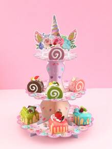 2 套粉色独角兽蛋糕架蛋糕架、粉色独角兽主题派对装饰、生日节日活动派对蛋糕装饰用品蛋糕装饰、厨房蛋糕烹饪装饰、蛋糕架多层蛋糕托盘、厨房 DIY 蛋糕烹饪装饰、食物托盘、粉色独角兽装饰、派对礼品、生日装饰、纸杯蛋糕装饰