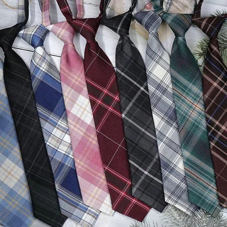 Cravate style uniforme scolaire classique à rayures pour femmes et jeunes, style anglais à carreaux, accessoires pour costume de fête cosplay, taille 7 cm