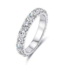 ANU JEWEL Nhẫn cưới tròn Moissanite 925 Sterling Silver 3.0mm hoàn hảo, thích hợp làm quà tặng - trắng - Xem 5