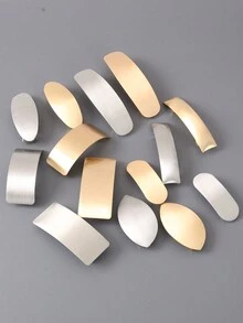 1 chiếc Kẹp tóc bằng kim loại hình chữ nhật, hình bầu dục & hình học có khóa lò xo và lớp sơn bóng sáng bóng thông thường - Nhiều màu - Xem 1