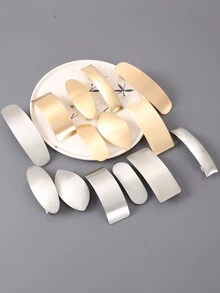 1 chiếc Kẹp tóc bằng kim loại hình chữ nhật, hình bầu dục & hình học có khóa lò xo và lớp sơn bóng sáng bóng thông thường - Nhiều màu - Xem 4