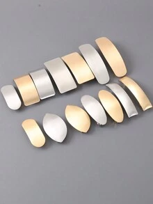 1 chiếc Kẹp tóc bằng kim loại hình chữ nhật, hình bầu dục & hình học có khóa lò xo và lớp sơn bóng sáng bóng thông thường - Nhiều màu - Xem 2