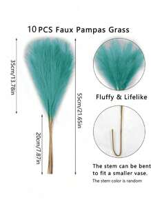 10 pezzi / 20 pezzi - Erba di Pampas artificiale alta 55 cm / 21,65 pollici, erba finta morbida, grande ramo di Pampas finto, riempitivo per vasi, per composizioni floreali, decorazioni per la casa, la cucina, lo stile bohémien, la stanza, il matrimonio, le feste, San Valentino (blu menta), San Valentino, regalo, laurea, autunno