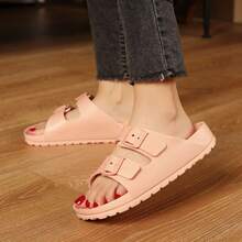 Women's Sandals  Adjustable EVA Flat Non-Slip Waterproof Sandals Comfortable Double Buckle Slippers - 粉色 - 查看 2