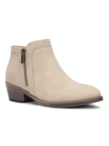 Comfyshoes Women's Classic Ankle Boots, Slip On Chunky Heel Boots For Women - Màu be - Xem 6