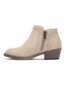 Comfyshoes Women's Classic Ankle Boots, Slip On Chunky Heel Boots For Women - Màu be - Xem 7