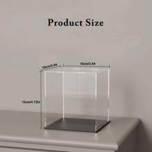 Acrylic Box With Matte Black Base, Simple Self-Assembly Clear Acrylic Display Case, Cube Dustproof Showcase With Lid For Collectibles, Toys And Jewelry, 10*10*12cm - Multicolor - View 2