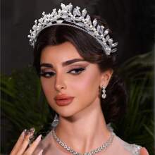 1pc Handmade Beaded Bridal Headband, European And American Style Pearl And Crystal Hair Accessory, Suitable For Wedding, Daily Wear And Party