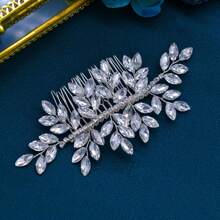 1pc Rhinestone Decorated Silver Bridal Hair Comb, Suitable For Weddings, Banquets And Parties