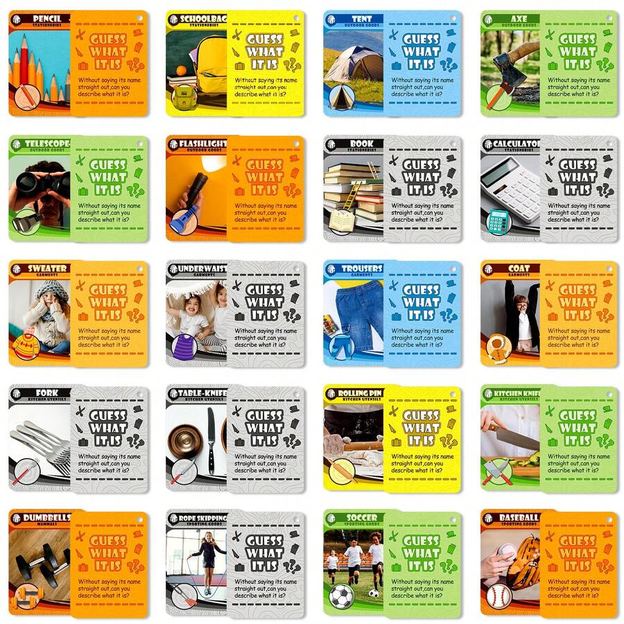 100pcs Fun Everyday Objects Flash Cards, Life Vocabulary Flashcards ...