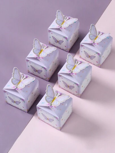 12 件紫色蝴蝶风格迷你礼盒，蝴蝶主题宝贝派对生日婚礼家庭节日派对礼品包装用品，家庭朋友节日派对礼品用品