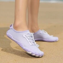 女士戶外快乾透氣防滑吸震柔軟皮膚游泳鞋輕量健身鞋室內訓練鞋舞蹈鞋 - 淺紫 - 查看 2