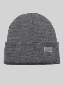 1頂男士純色時尚舒適針織帽,戶外保暖防風運動單車針織帽帶金屬扣,雙層休閒帽日常佩戴 - 彩色 - 查看 9