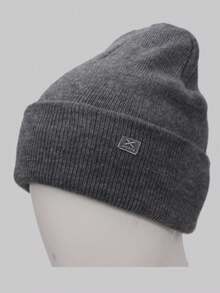 1頂男士純色時尚舒適針織帽,戶外保暖防風運動單車針織帽帶金屬扣,雙層休閒帽日常佩戴 - 彩色 - 查看 8