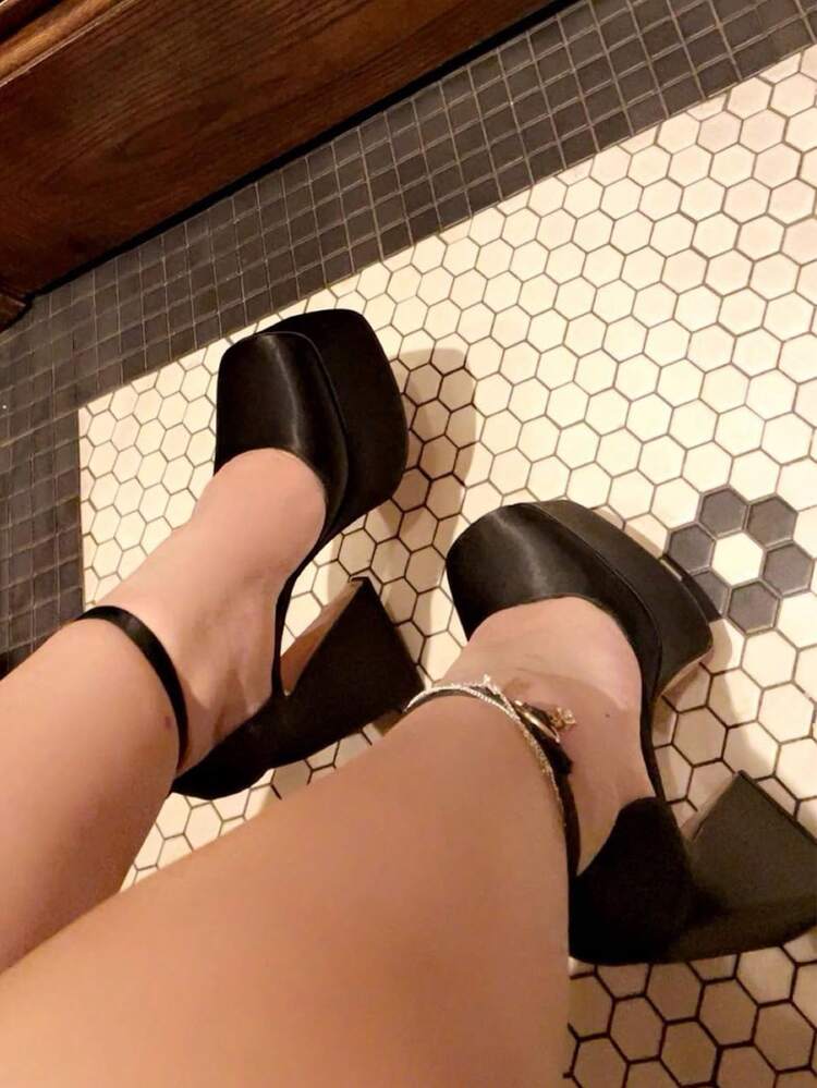 Women's Platform Ankle Strap Summer Sandals Fashion Chunky Block Heel Sexy Party Shoes - 黑色 - 查看 6