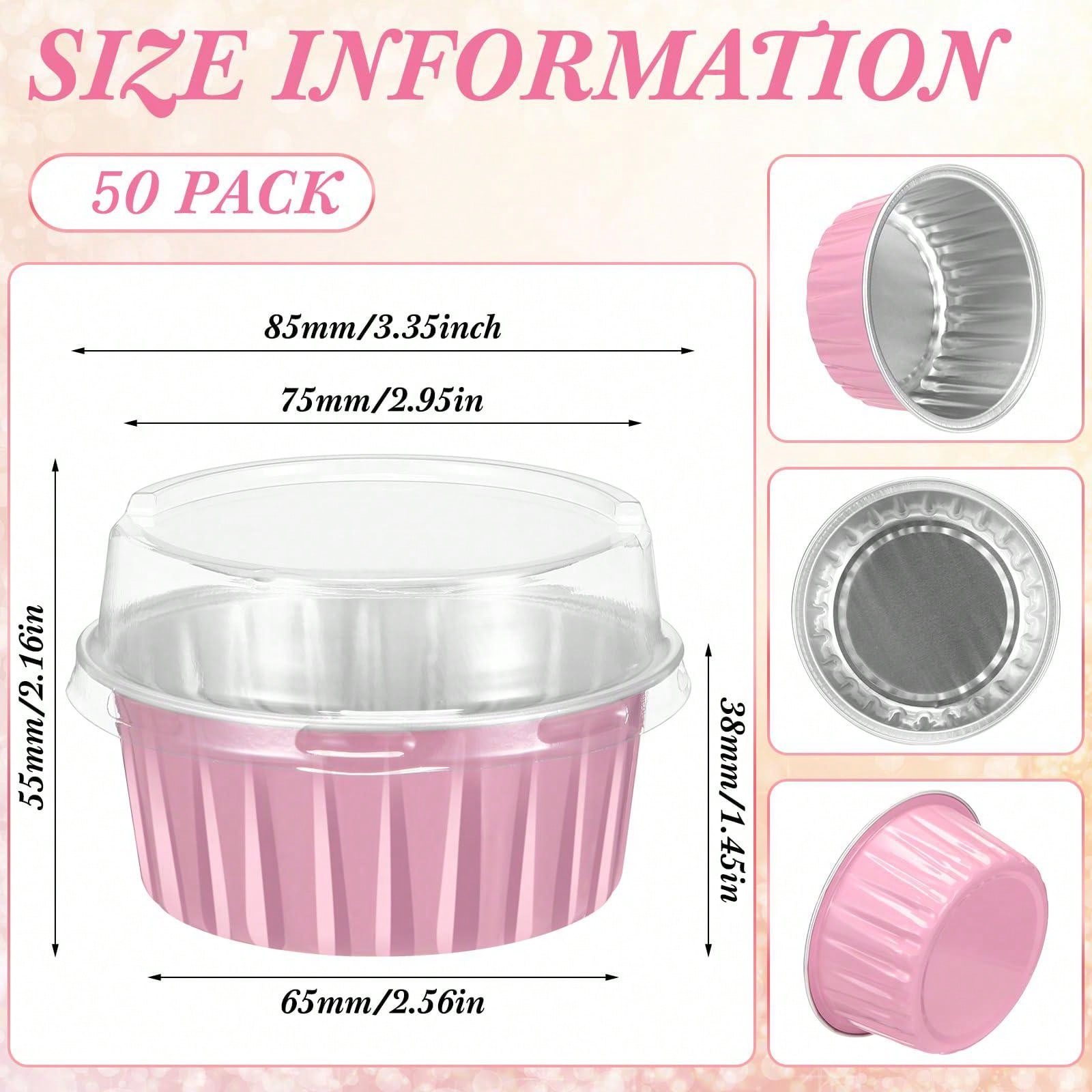 50pcs Disposable Ramekins (5oz/150ml, Cherry Blossom Powder) Mini