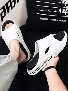 時尚男士拖鞋2022夏季新款戶外休閒防滑防臭拖鞋黑色涼爽感 - 黑色 - 查看 6