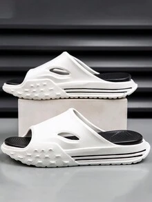 時尚男士拖鞋2022夏季新款戶外休閒防滑防臭拖鞋黑色涼爽感 - 黑色 - 查看 7