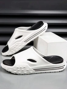 時尚男士拖鞋2022夏季新款戶外休閒防滑防臭拖鞋黑色涼爽感 - 黑色 - 查看 9