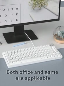 Ajazz Ak820 Gaming Mechanical Keyboard 82 Keys Wired Limited Gaming Keyboard For PC Laptops - White - View 3