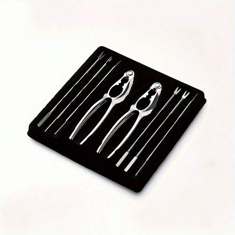 3pcs, Seafood Tools Set, Stainless Steel Crab Leg Crackers Picks Nut Forks Lobster Crackers Shell Crackers, Kitchen Accessories, Kitchen Utensil Set, Tools - Silver - View 1