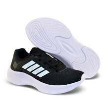 Tenis Esportivo Casual + Mochila Academia Corrida-Treino Caminhada Leve Confortavel - Preto e Branco - Visão 7