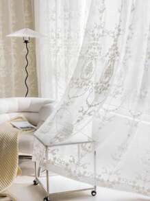 1pc High-End French Beaded Embroidery White Gauze Curtain