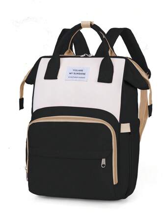 1 st. Färg Blockering Oxford tyg Uppgraderad Material Dekorerad Bebis Flaska Väska , Bärbar Stor Kapacitet Med dragkedja , Lämplig För Daglig användning