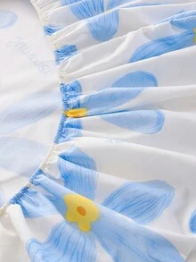 1入組多色活力印花床單，現代鄉村風格的花卉與植物設計，有多種尺寸可選，加厚刷毛面料不褪色不起球，柔軟舒適，適合家庭臥室和戶外使用 - 彩色 - 查看 8