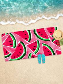 1pc Fruit Watermelon Pattern Beach Towel, Ultra-Fine Fiber Printed Quick-Drying Absorbent Towel For Swimming, Beach, Travel, Hiking And Camping Summer Travel, Vacation Holiday Bathroom Decor Beach Essentials
