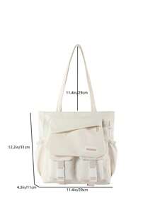 Túi đeo vai và đeo chéo thời trang với thiết kế khối màu dành cho nữ Túi đi học và đi thực hành có sức chứa lớn (Khóa kéo; Có lớp lót; Thích hợp để mua sắm và siêu thị; Đủ lớn để đựng điện thoại, ví, mỹ phẩm và các vật dụng thiết yếu cho phụ nữ; Tuyệt vời cho phụ nữ trẻ và trung niên), Túi tote cho học sinh, Nhiều ngăn, Hoàn hảo cho bãi biển, trường học, công việc và sử dụng hàng ngày - trắng - Xem 3