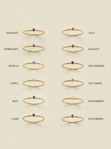 ORAZIO Birthstone Rings For Women Stainless Steel  Classic Design Gold Plated Band Wedding Party And Gifts Wholesale - Birthstone Rings - View 3