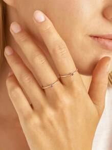 ORAZIO Birthstone Rings For Women Stainless Steel  Classic Design Gold Plated Band Wedding Party And Gifts Wholesale - Birthstone Rings - View 6