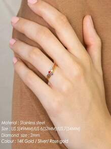 ORAZIO Birthstone Rings For Women Stainless Steel  Classic Design Gold Plated Band Wedding Party And Gifts Wholesale - Birthstone Rings - View 5